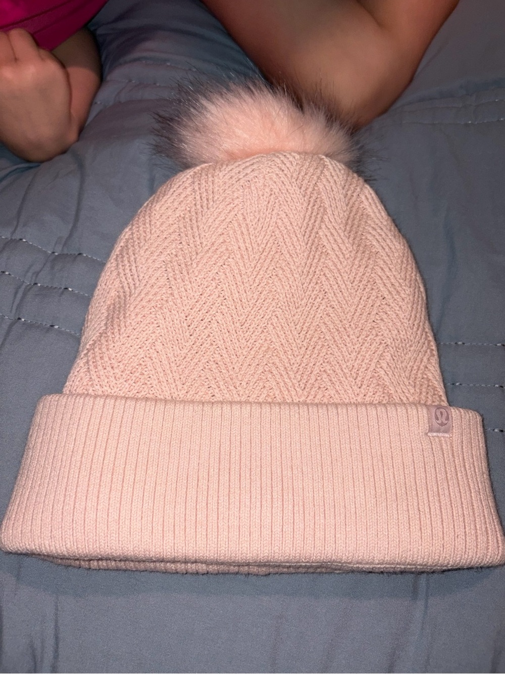 lululemon athletica Light Pink Pom Knit Beanie